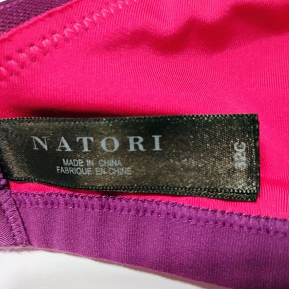 Natori Sports Bra Cushioned Underwire Hot Pink Purple Converts to Crossed 32C - Picture 10 of 12